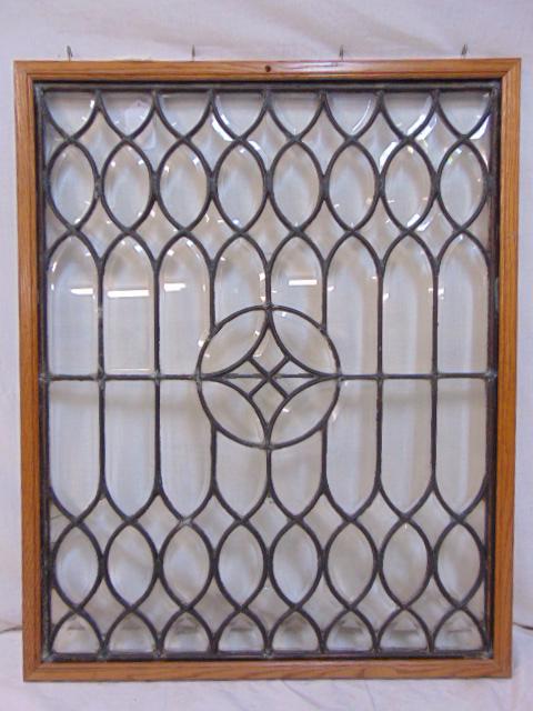 Leaded glass window with clear beveled glass panels, (1 of 4)