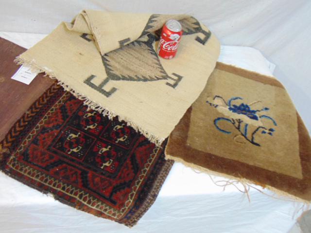 3 small rugs, Indian blanket, Chinese carpet, 18" by (1 of 4)