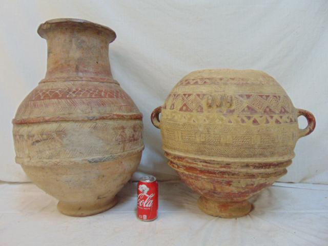 2 paint decorated terracotta Mali urns, African (1 of 7)
