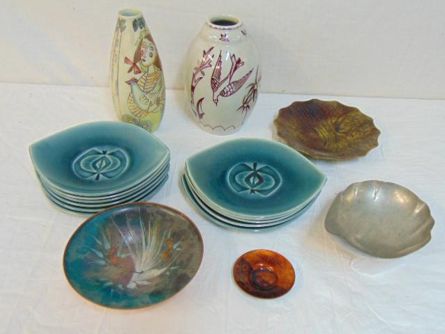 Swedish pottery, enamel lot, vases, bowls, included (1 of 12)