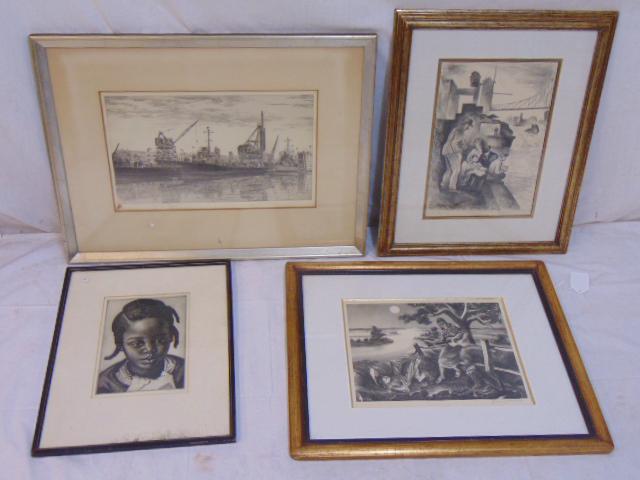 Art lot, drawings, etchings, early to mid 20th C. (1 of 13)