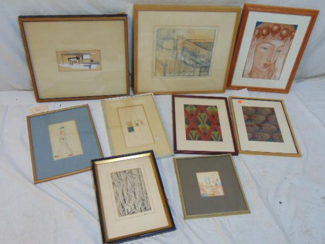 Art lot, early to mid 20th Century, abstracts & more, (1 of 12)