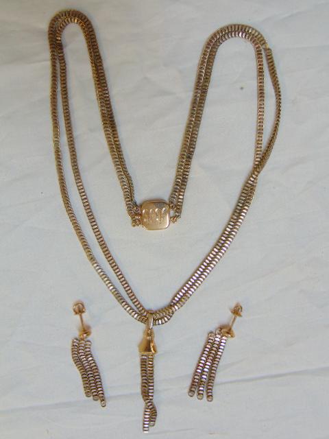 Jewelry. 14kt "AA" monogram clasp double strand (1 of 4)