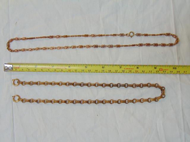 Jewelry. (2) 14kt tested Antique watch chains, 11.25 (1 of 4)