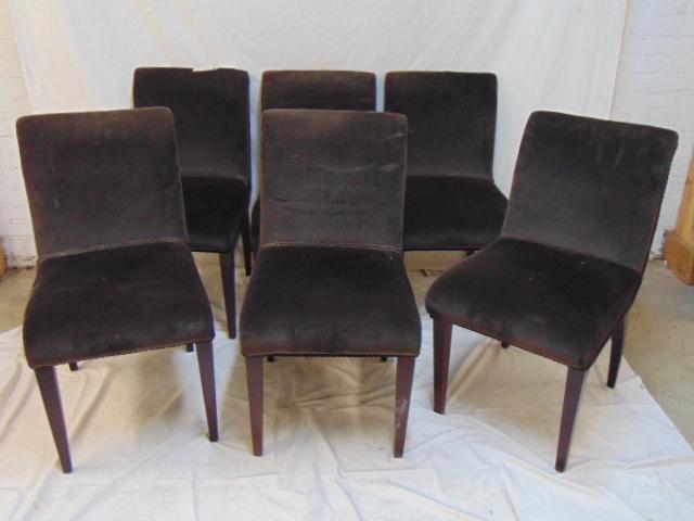 Set 6 upholstered dining chairs, in dark brown (1 of 4)