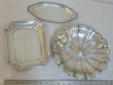 3 silver trays, bowl, round bowl in images is 11", (1 of 4)