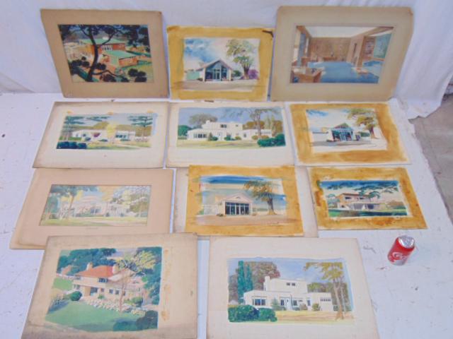 12 architectural renderings, John Floyd Yewell, various (1 of 16)