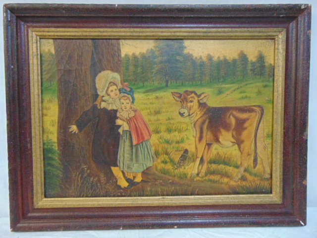 Painting, "Friend or Foe", oil on canvas, 19th Century (1 of 5)