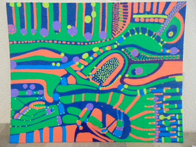Painting, Louise Abrams, Outsider Art Collection, oil: Painting, Louise Abrams, Outsider Art Collection, oil on canvas board, 16" by 20", from the collection of the artist. This lot is part of a large collection of sculpture and paintings from a newly red
