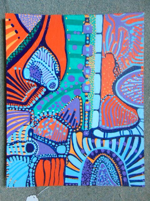Painting, Louise Abrams, Outsider Art Collection, oil: Painting, Louise Abrams, Outsider Art Collection, oil on canvas board, 16" by 20", from the collection of the artist. This lot is part of a large collection of sculpture and paintings from a newly red