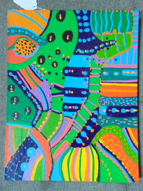 Painting, Louise Abrams, Outsider Art Collection, oil: Painting, Louise Abrams, Outsider Art Collection, oil on canvas board, 14" by 18", from the collection of the artist. This lot is part of a large collection of sculpture and paintings from a newly red