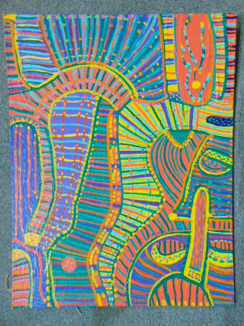 Painting, Louise Abrams, Outsider Art Collection, oil: Painting, Louise Abrams, Outsider Art Collection, oil on canvas board, 14" by 18", from the collection of the artist. This lot is part of a large collection of sculpture and paintings from a newly red