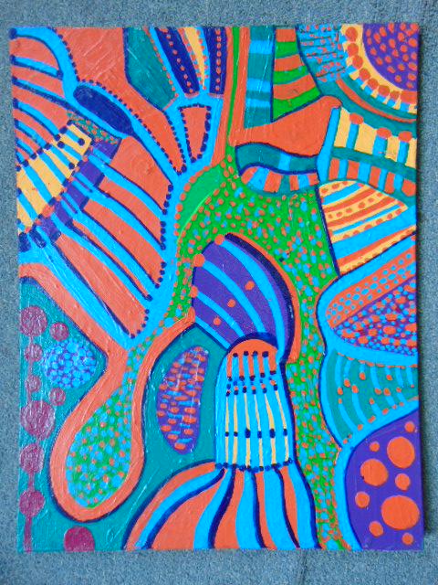 Painting, Louise Abrams, Outsider Art Collection, oil: Painting, Louise Abrams, Outsider Art Collection, oil on canvas board, 14" by 18", from the collection of the artist. This lot is part of a large collection of sculpture and paintings from a newly red