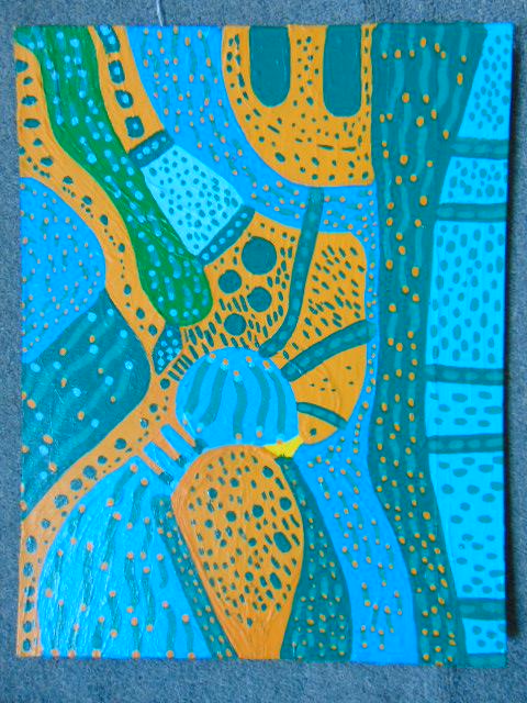 Painting, Louise Abrams, Outsider Art Collection, oil: Painting, Louise Abrams, Outsider Art Collection, oil on canvas board, 14" by 18", from the collection of the artist. This lot is part of a large collection of sculpture and paintings from a newly red