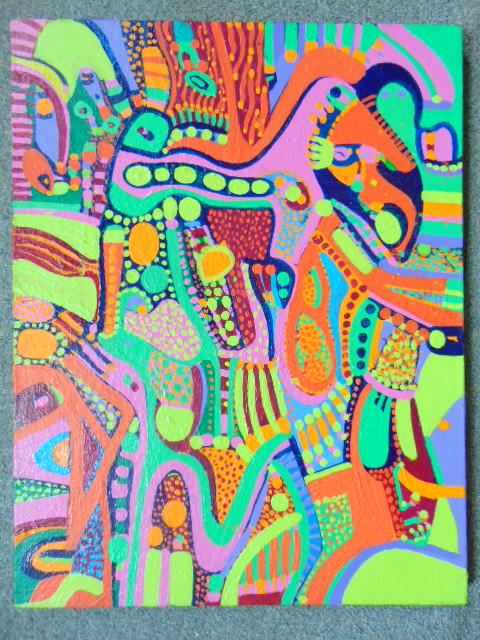 Painting, Louise Abrams, Outsider Art Collection, oil (1 of 2)