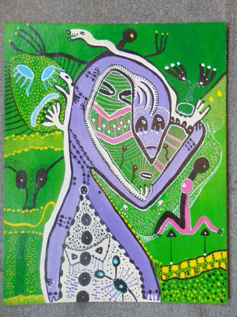 Painting, Louise Abrams, Outsider Art Collection, oil: Painting, Louise Abrams, Outsider Art Collection, oil on canvas board, 16" by 20", from the collection of the artist. This lot is part of a large collection of sculpture and paintings from a newly red