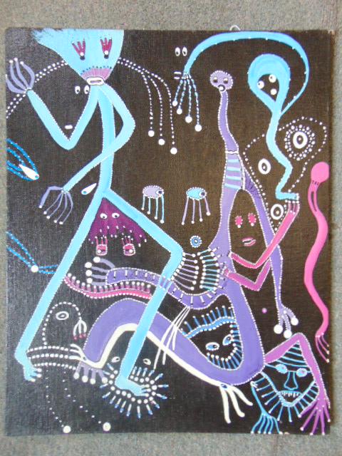 Painting, Louise Abrams, Outsider Art Collection, oil: Painting, Louise Abrams, Outsider Art Collection, oil on canvas board, 16" by 20", from the collection of the artist. This lot is part of a large collection of sculpture and paintings from a newly red