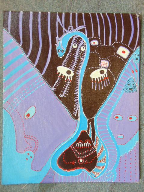 Painting, Louise Abrams, Outsider Art Collection, oil: Painting, Louise Abrams, Outsider Art Collection, oil on canvas board, 16" by 20", from the collection of the artist. This lot is part of a large collection of sculpture and paintings from a newly red