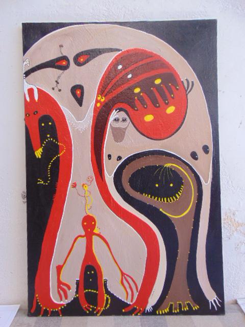 Painting, Louise Abrams, Outsider Art Collection, oil (1 of 2)