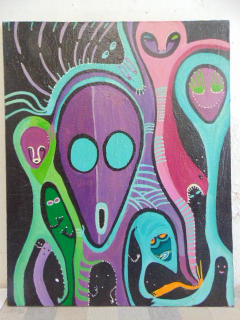 Painting, Louise Abrams, Outsider Art Collection, oil: Painting, Louise Abrams, Outsider Art Collection, oil on canvas, 24" by 36", from the collection of the artist. This lot is part of a large collection of sculpture and paintings from a newly rediscove