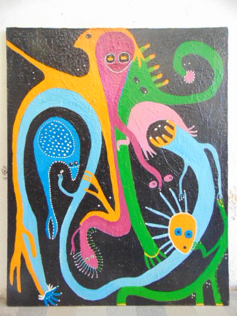 Painting, Louise Abrams, Outsider Art Collection, oil: Painting, Louise Abrams, Outsider Art Collection, oil on canvas, 24" by 36", from the collection of the artist. This lot is part of a large collection of sculpture and paintings from a newly rediscove