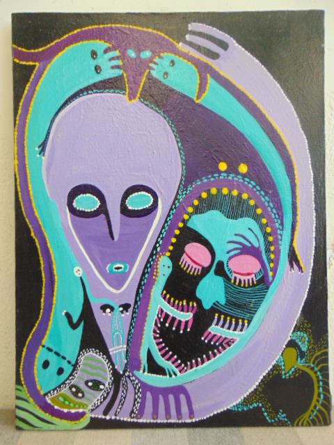 Painting, Louise Abrams, Outsider Art Collection, oil: Painting, Louise Abrams, Outsider Art Collection, oil on canvas, 18" by 24", from the collection of the artist. This lot is part of a large collection of sculpture and paintings from a newly rediscove