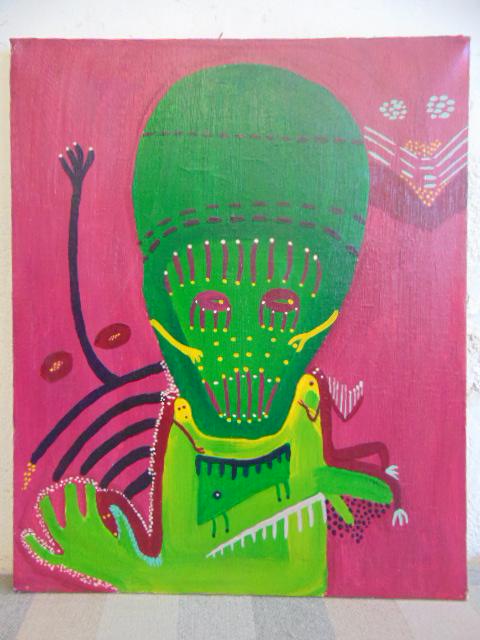 Painting, Louise Abrams, Outsider Art Collection, oil: Painting, Louise Abrams, Outsider Art Collection, oil on canvas, 20" by 24", from the collection of the artist. This lot is part of a large collection of sculpture and paintings from a newly rediscove