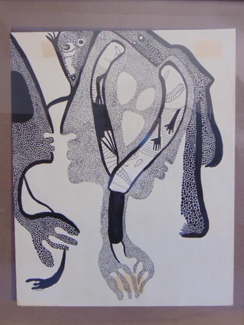 Pen & Ink drawing, Louise Abrams, Outsider Art: Pen & Ink drawing, Louise Abrams, Outsider Art Collection, 13.75" by 11", from the collection of the artist. This lot is part of a large collection of sculpture and paintings from a newly rediscovered