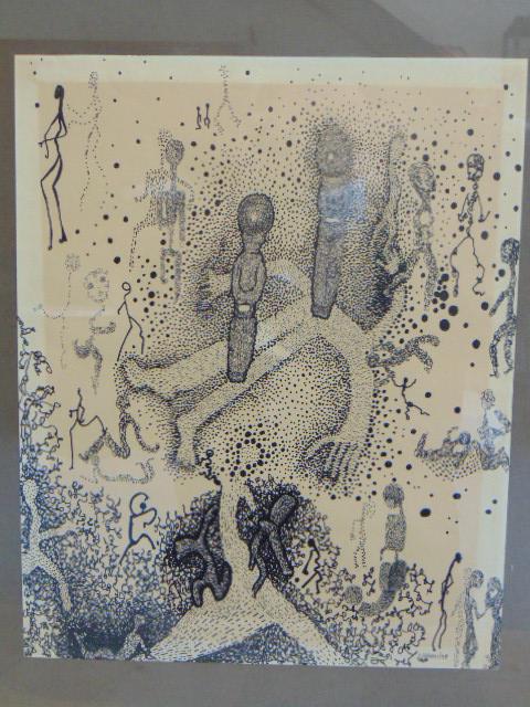 Pen & Ink drawing, Louise Abrams, Outsider Art: Pen & Ink drawing, Louise Abrams, Outsider Art Collection, 13.75" by 11", from the collection of the artist. This lot is part of a large collection of sculpture and paintings from a newly rediscovered