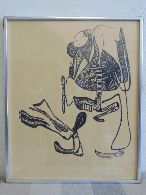 Pen & Ink drawing, Louise Abrams, Outsider Art (1 of 2)
