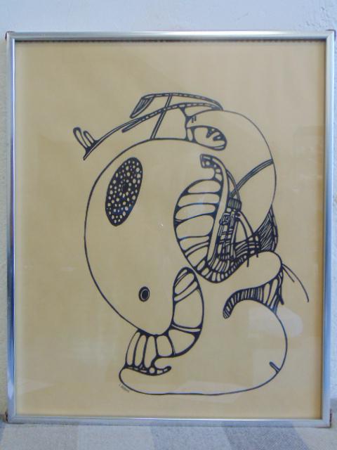 Pen & Ink drawing, Louise Abrams, Outsider Art (1 of 2)