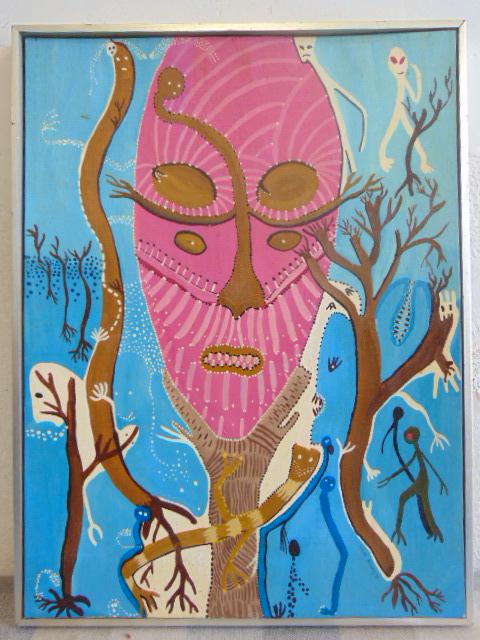 Painting, Louise Abrams, Outsider Art Collection, oil: Painting, Louise Abrams, Outsider Art Collection, oil on canvas board, 24" by 18", from the collection of the artist. This lot is part of a large collection of sculpture and paintings from a newly red