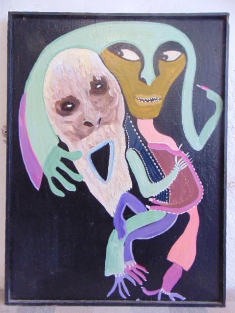 Painting, Louise Abrams, Outsider Art Collection, oil: Painting, Louise Abrams, Outsider Art Collection, oil on canvas, 24" by 18", from the collection of the artist. This lot is part of a large collection of sculpture and paintings from a newly rediscove