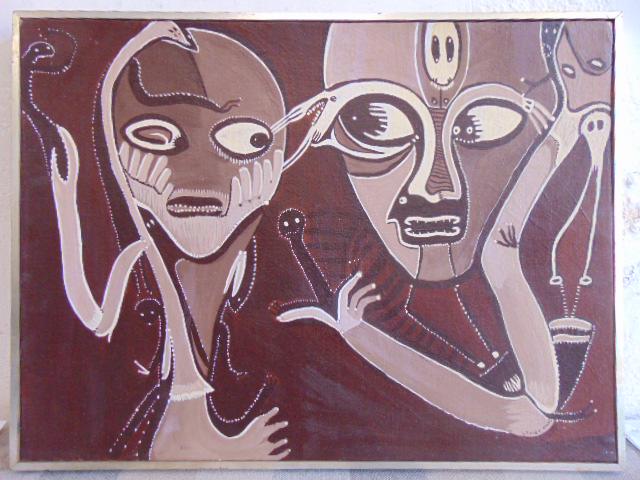 Painting, Louise Abrams, Outsider Art Collection, oil: Painting, Louise Abrams, Outsider Art Collection, oil on canvas board, 24" by 18", from the collection of the artist. This lot is part of a large collection of sculpture and paintings from a newly red
