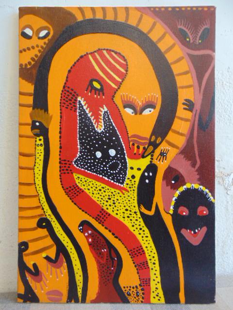 Painting, Louise Abrams, Outsider Art Collection, oil: Painting, Louise Abrams, Outsider Art Collection, oil on canvas, 16" by 24", from the collection of the artist. This lot is part of a large collection of sculpture and paintings from a newly rediscove