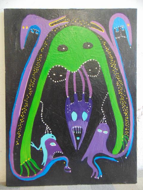 Painting, Louise Abrams, Outsider Art Collection, oil: Painting, Louise Abrams, Outsider Art Collection, oil on canvas, 18" by 24", from the collection of the artist. This lot is part of a large collection of sculpture and paintings from a newly rediscove