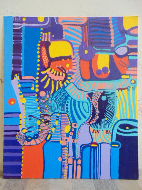 Painting, Louise Abrams, Outsider Art Collection, oil: Painting, Louise Abrams, Outsider Art Collection, oil on canvas board, 20" by 24", from the collection of the artist. This lot is part of a large collection of sculpture and paintings from a newly red