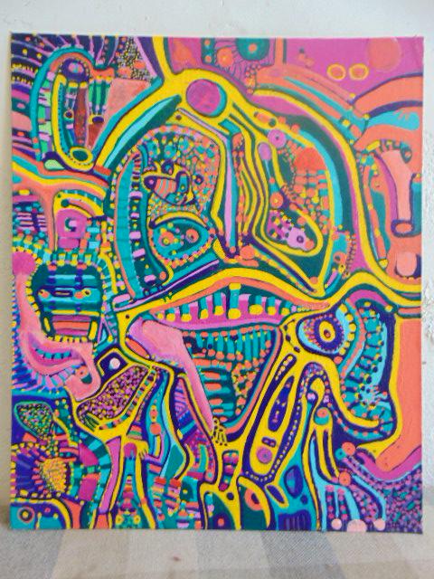 Painting, Louise Abrams, Outsider Art Collection, oil (1 of 2)