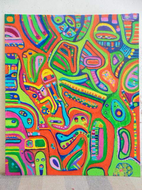 Painting, Louise Abrams, Outsider Art Collection, oil (1 of 2)