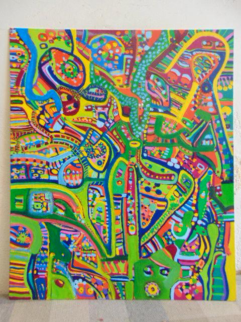 Painting, Louise Abrams, Outsider Art Collection, oil (1 of 2)