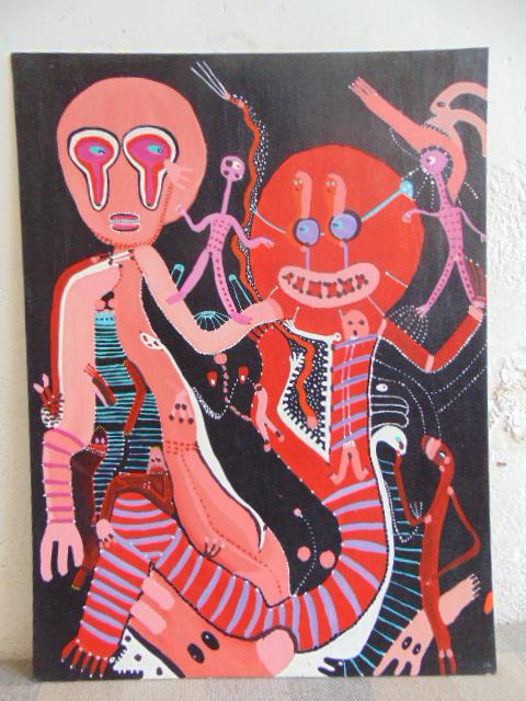 Painting, Louise Abrams, Outsider Art Collection, oil: Painting, Louise Abrams, Outsider Art Collection, oil on canvas board, 18" by 24", from the collection of the artist. This lot is part of a large collection of sculpture and paintings from a newly red
