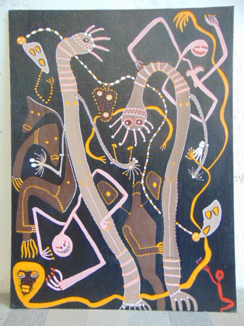 Painting, Louise Abrams, Outsider Art Collection, oil: Painting, Louise Abrams, Outsider Art Collection, oil on canvas board, 18" by 24", from the collection of the artist. This lot is part of a large collection of sculpture and paintings from a newly red