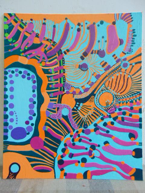 Painting, Louise Abrams, Outsider Art Collection, oil: Painting, Louise Abrams, Outsider Art Collection, oil on canvas board, 20" by 24", from the collection of the artist. This lot is part of a large collection of sculpture and paintings from a newly red