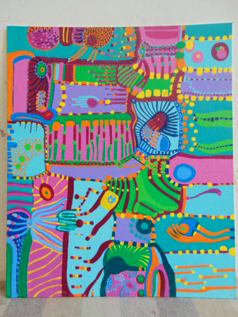 Painting, Louise Abrams, Outsider Art Collection, oil (1 of 2)