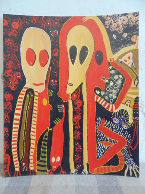 Painting, Louise Abrams, Outsider Art Collection, oil: Painting, Louise Abrams, Outsider Art Collection, oil on canvas board, 20" by 24", from the collection of the artist. This lot is part of a large collection of sculpture and paintings from a newly red