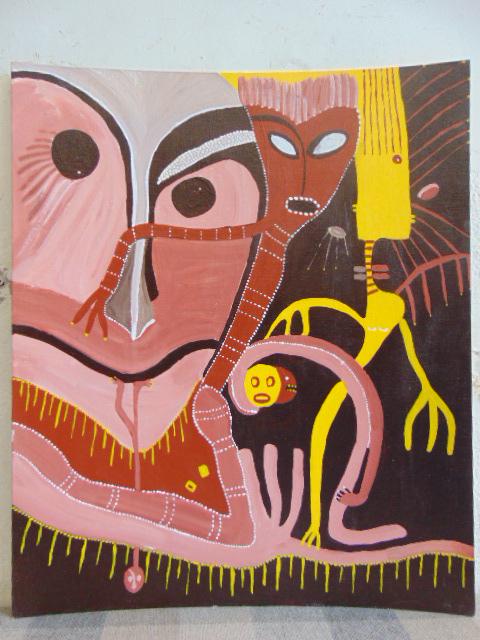 Painting, Louise Abrams, Outsider Art Collection, oil: Painting, Louise Abrams, Outsider Art Collection, oil on canvas board, 20" by 24", from the collection of the artist. This lot is part of a large collection of sculpture and paintings from a newly red