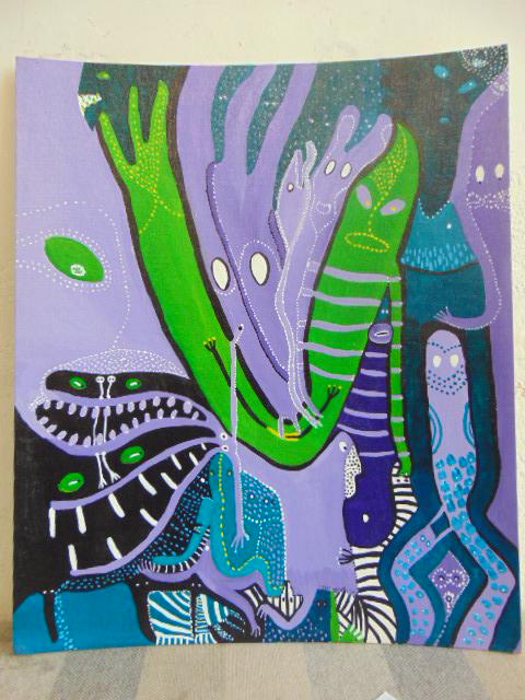 Painting, Louise Abrams, Outsider Art Collection, oil: Painting, Louise Abrams, Outsider Art Collection, oil on canvas board, 20" by 24", from the collection of the artist. This lot is part of a large collection of sculpture and paintings from a newly red