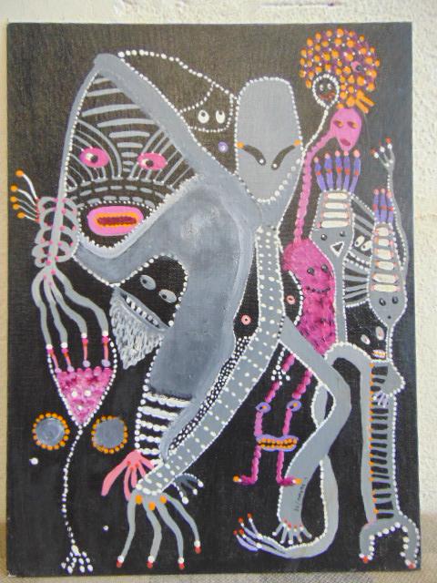 Painting, Louise Abrams, Outsider Art Collection, oil: Painting, Louise Abrams, Outsider Art Collection, oil on canvas board, 12" by 16", from the collection of the artist. This lot is part of a large collection of sculpture and paintings from a newly red