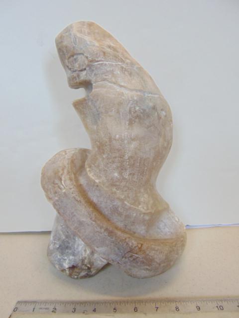 Sculpture, Louise Abrams, Outsider Art Collection,: Sculpture, Louise Abrams, Outsider Art Collection, "Merlin", carved soapstone,13.75" tall, from the collection of the artist. This lot is part of a large collection of sculpture and paintings from a n