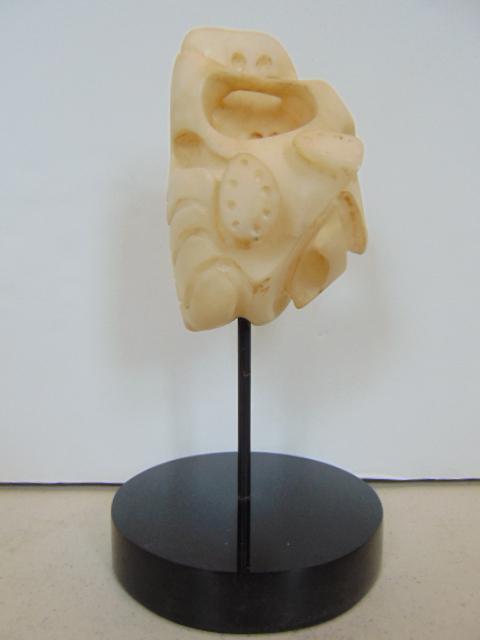 Sculpture, Louise Abrams, Outsider Art Collection,: Sculpture, Louise Abrams, Outsider Art Collection, carved alabaster, height is 9.5", on round lacquered base, from the collection of the artist. This lot is part of a large collection of sculpture and
